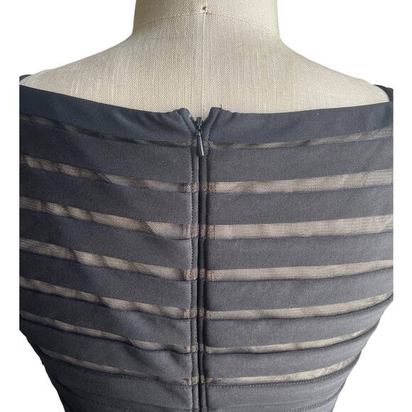NWT Tadashi Shoji Black Sheer Stripe Sleeveless Cocktail Dress Size Medium - Picture 6 of 8